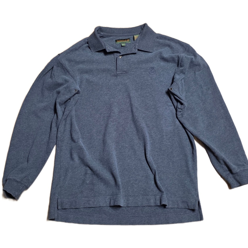 Vintage Timberland Long Sleeve Polo Shirt‎ Men's Size L Gray Embroidered Logo